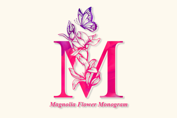 Magnolia Flower Monogram: Elegant Ornamental Typography for Meaningful Design
